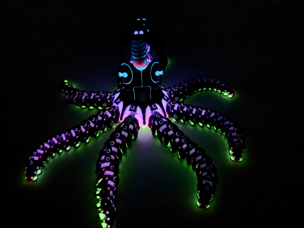 Glow in the Dark Mechanical Octopus - Purple/Pink
