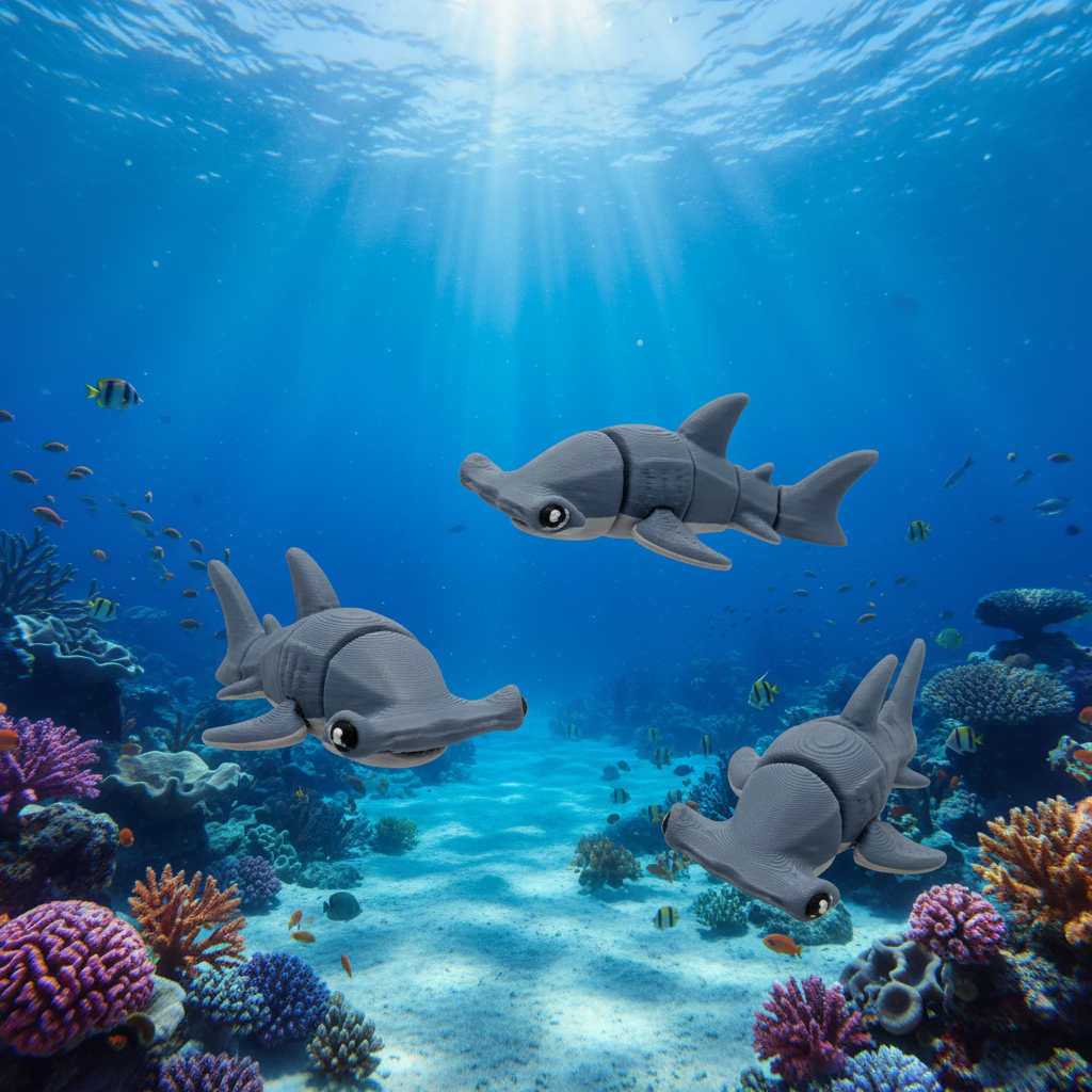 Hammerhead in Deep Ocean