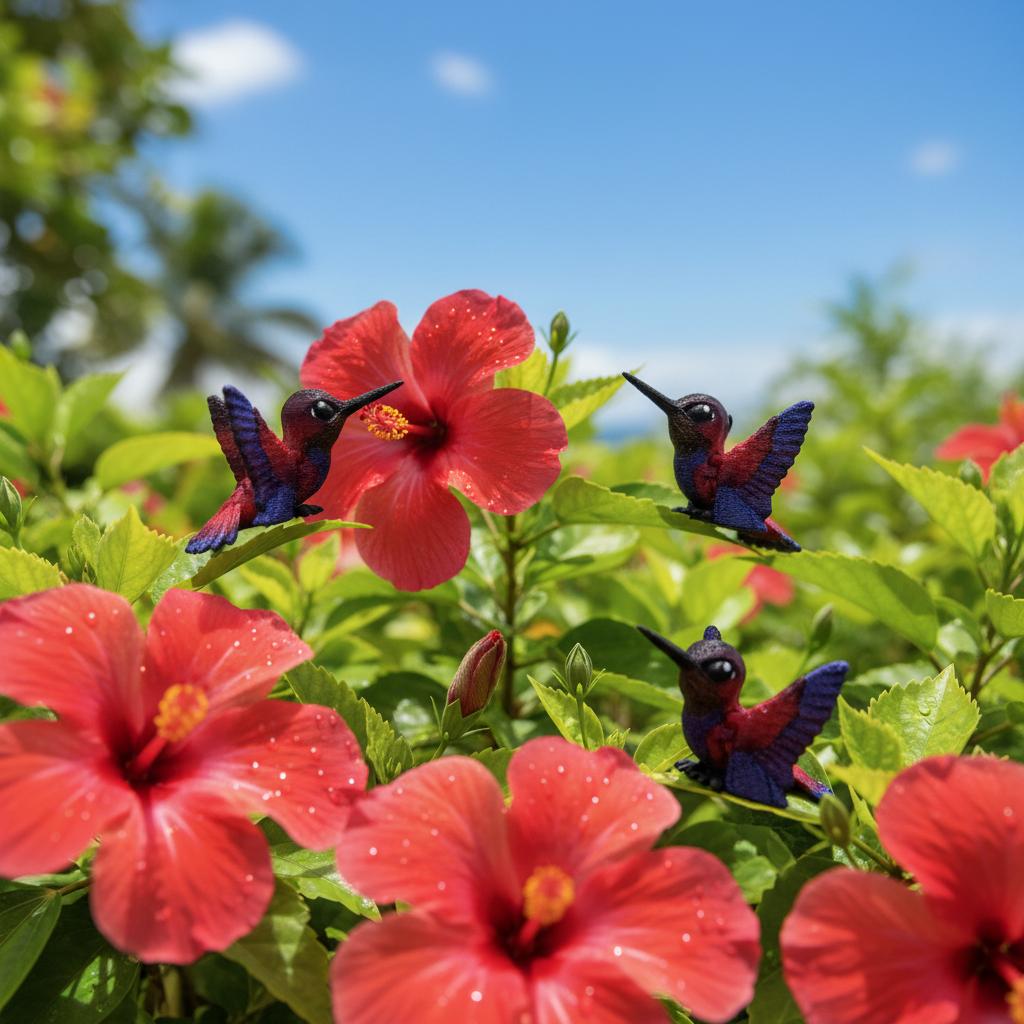 Hummingbird with Hibiscus