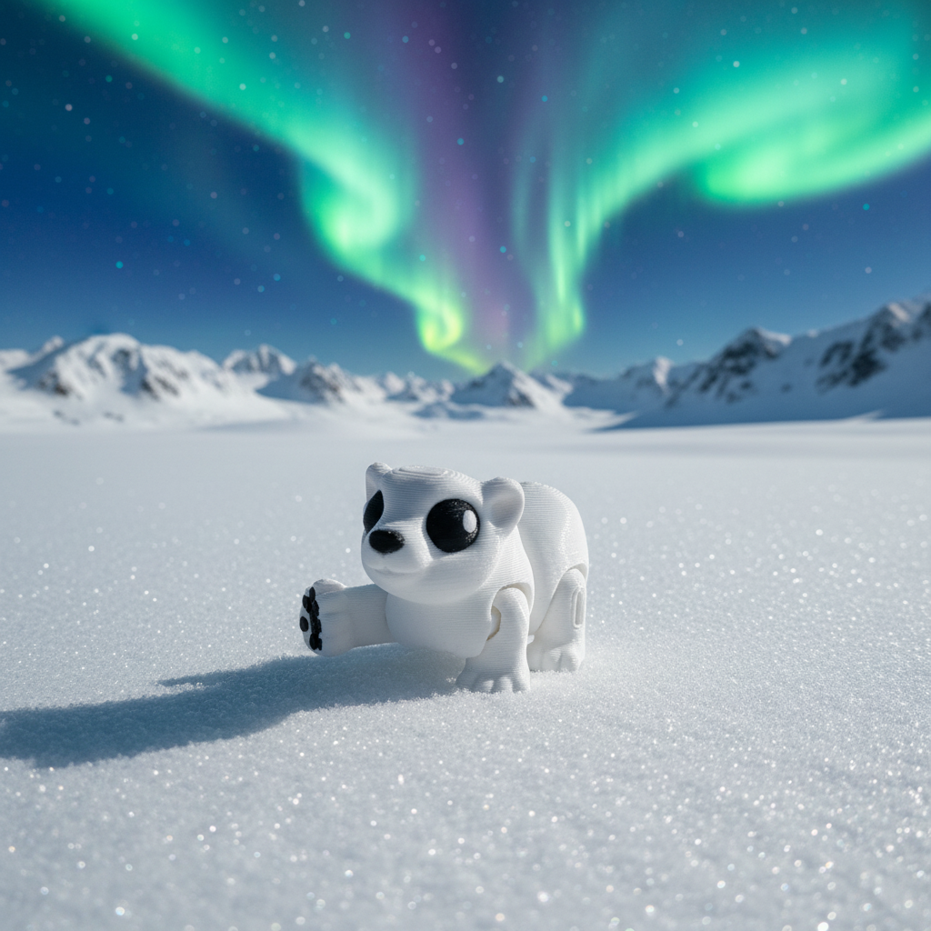 Polar Bear with Aurora